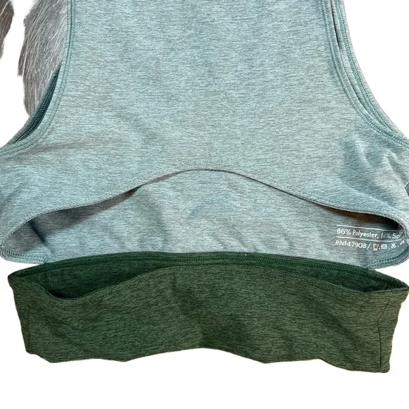 Outdoor Voices Tri Tone Slashback Crop Top Green Blue Size XS - Picture 4 of 6